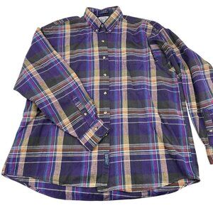 Gant Salty Dog Purple Plaid Button-Up Shirt 100% Cotton X-Large